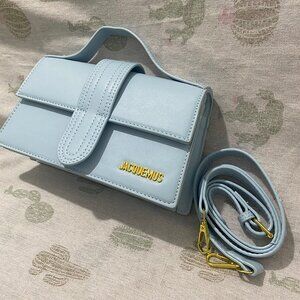 Jacquemus Light Blue Leather Top - Handle Bag